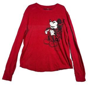 Disney Parks Original Mickey Mouse 1928 Ringer Men's Red Long Sleeve T Shirt  XL